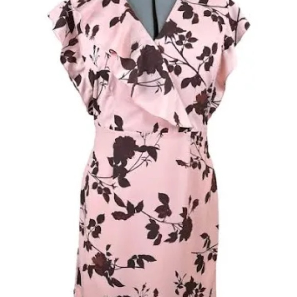 HALSTON Pink & Brown Floral Dress